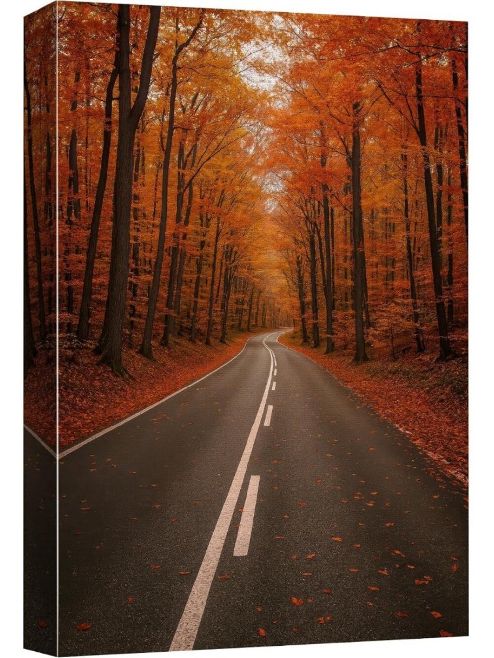 Autumn Forest Canvas Print Wall Art - Scenic Winding Road, Fall Decor 24"x36